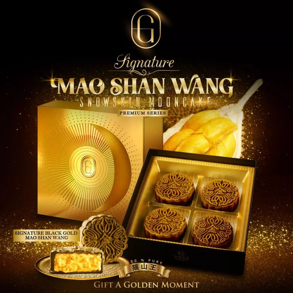 【4 PCS】Golden Moments Signature Premium Mao Shan Wang Durian Snowskin Mooncake